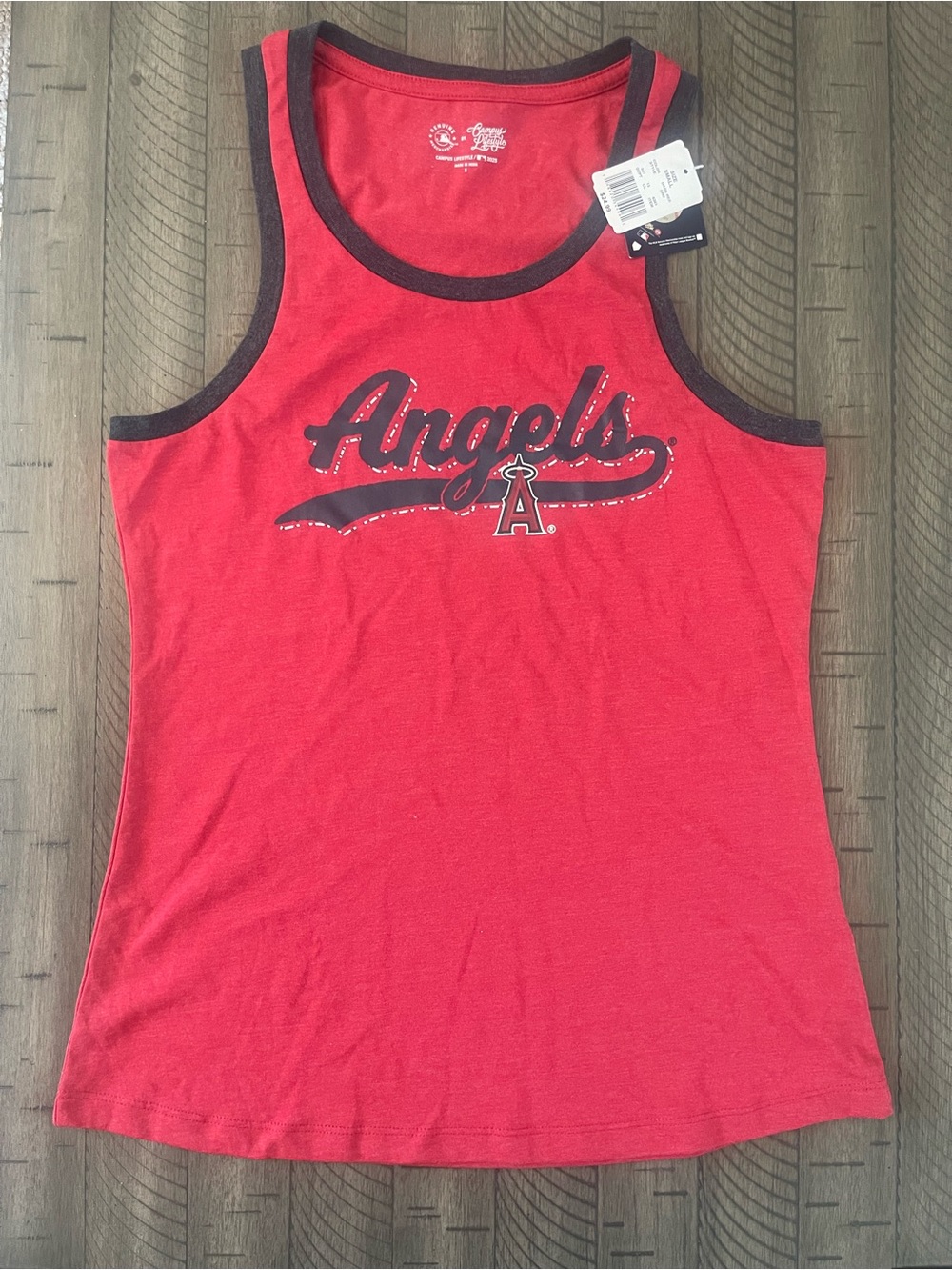 Angels Women's Red Tank Top with Contrast Black Trim